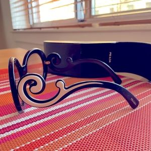Authentic Prada  Dark Brown and White Baroque Style Sunglasses